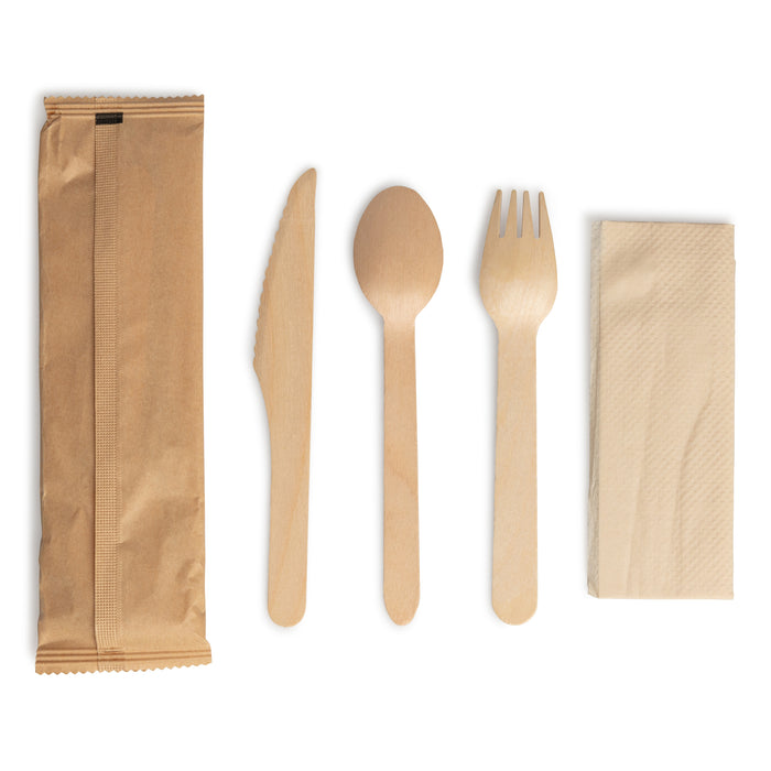 Coated Knife, Spoon, Fork, Napkin Set